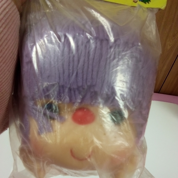 Vintage 5" Angie Doll Head & Hands Purple Hair Doll Making - Picture 1 of 4